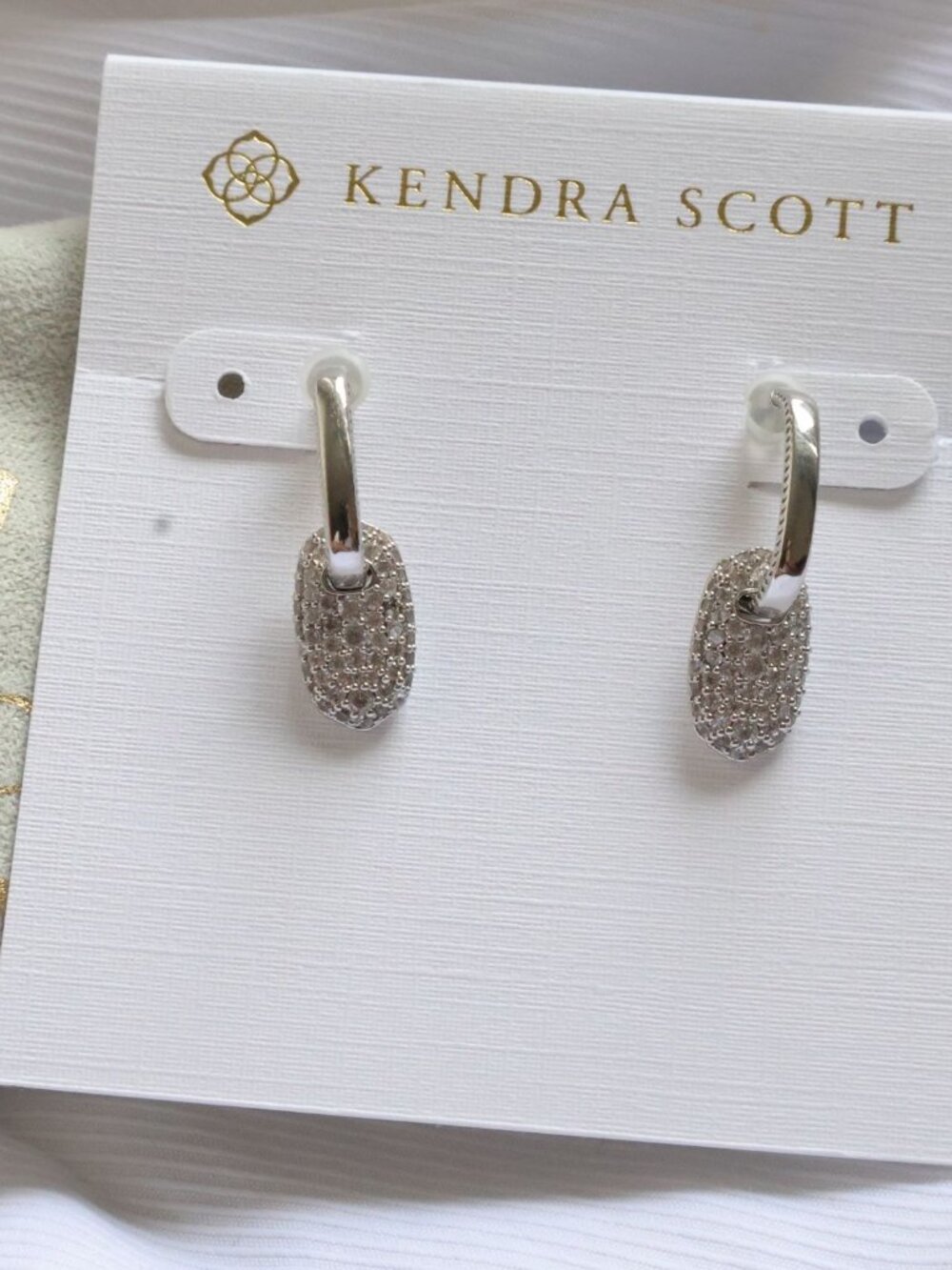 Kendra Scott Silver White CZ Pave Huggies